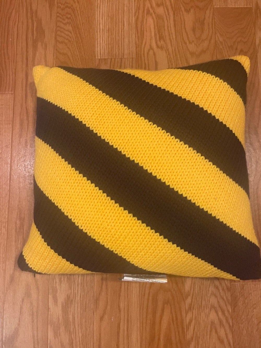 Rowing Blazers Notre Dame - Yellow, Navy & Green Diagonal Stripe Knit Pillow
